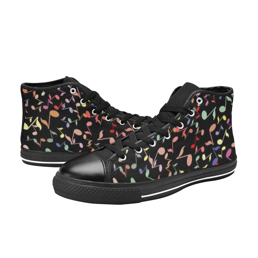 Quavers, Music Notes - Women's High Top Canvas Shoes