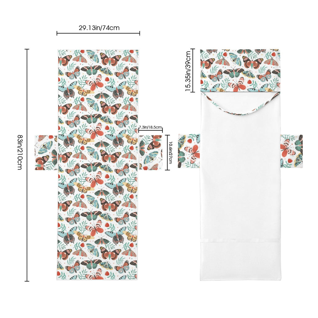 Pretty Moths And Butterflies Beach Chair Towel Cover with Side Pockets