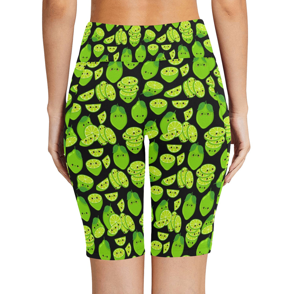 Cute Limes Women's Bike Shorts With Side Pockets Women's Bike Shorts Food Printed Offshore