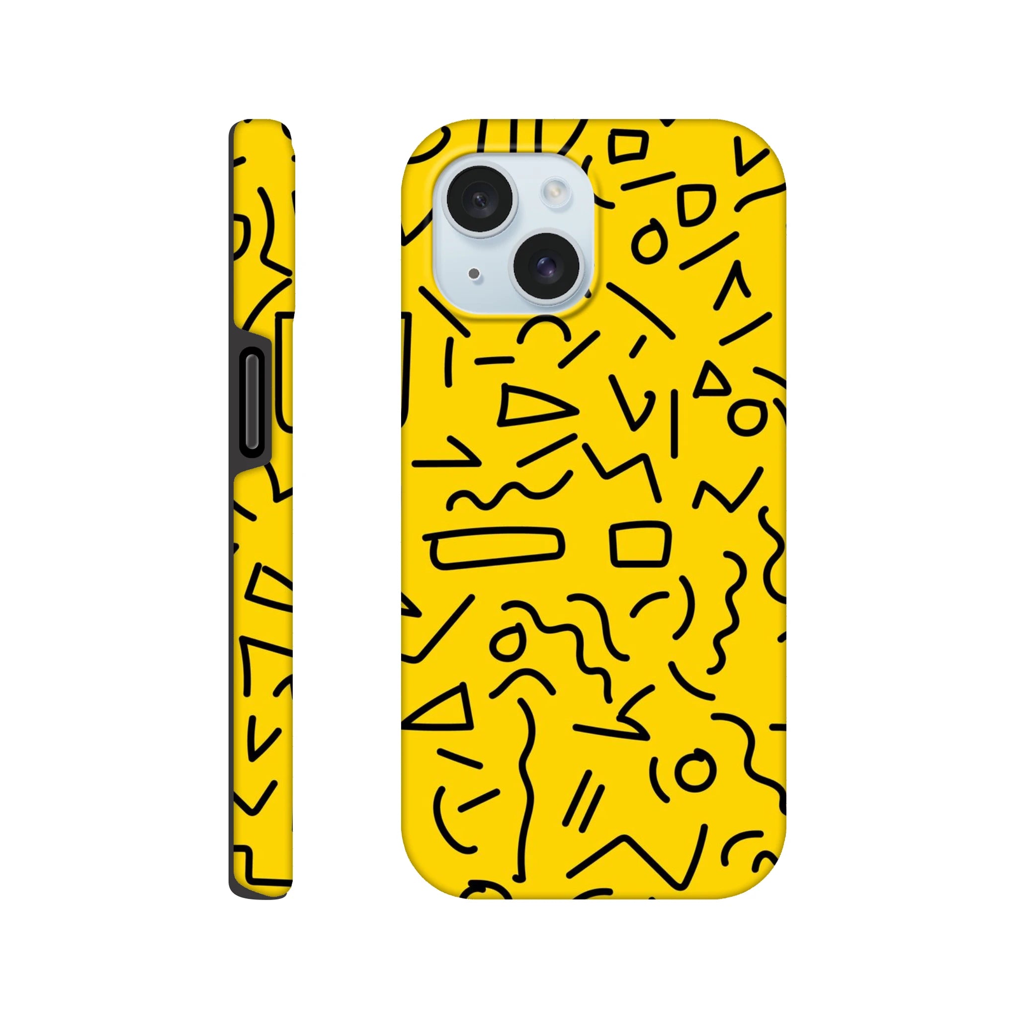 Yellow Black Graphic Squiggle - Apple iPhone Tough case iPhone 15 iPhone Tough Case Globally Fulfilled Retro