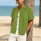 Rubber Ducks On Green Men's Crinkle Hawaiian Shirt