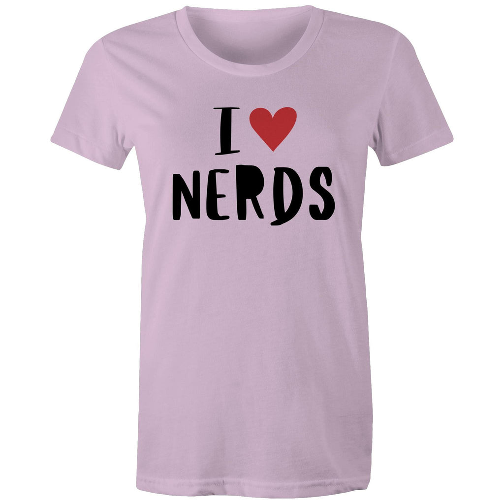 I Love Nerds, Heart - Womens T-shirt Lavender Womens T-shirt Love Printed In Australia