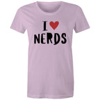 I Love Nerds, Heart - Womens T-shirt Lavender Womens T-shirt Love Printed In Australia