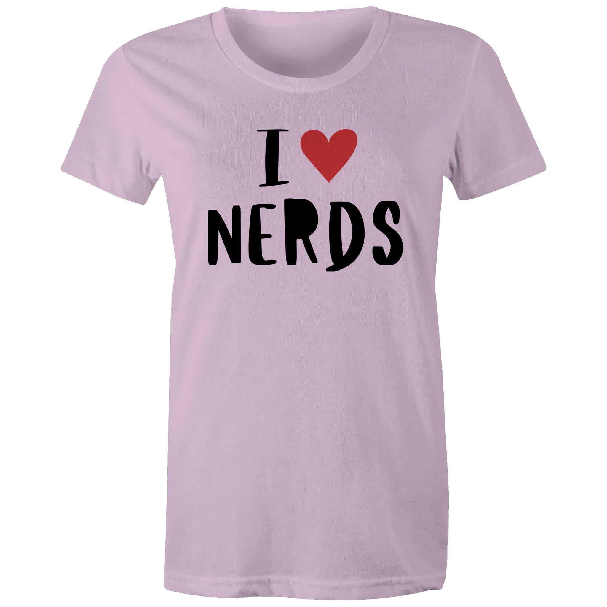 I Love Nerds, Heart - Womens T-shirt Lavender Womens T-shirt Love Printed In Australia