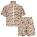 Peace And Love Women's Windbreaker Short Set Women's Windbreaker Short Set Printed Offshore Retro