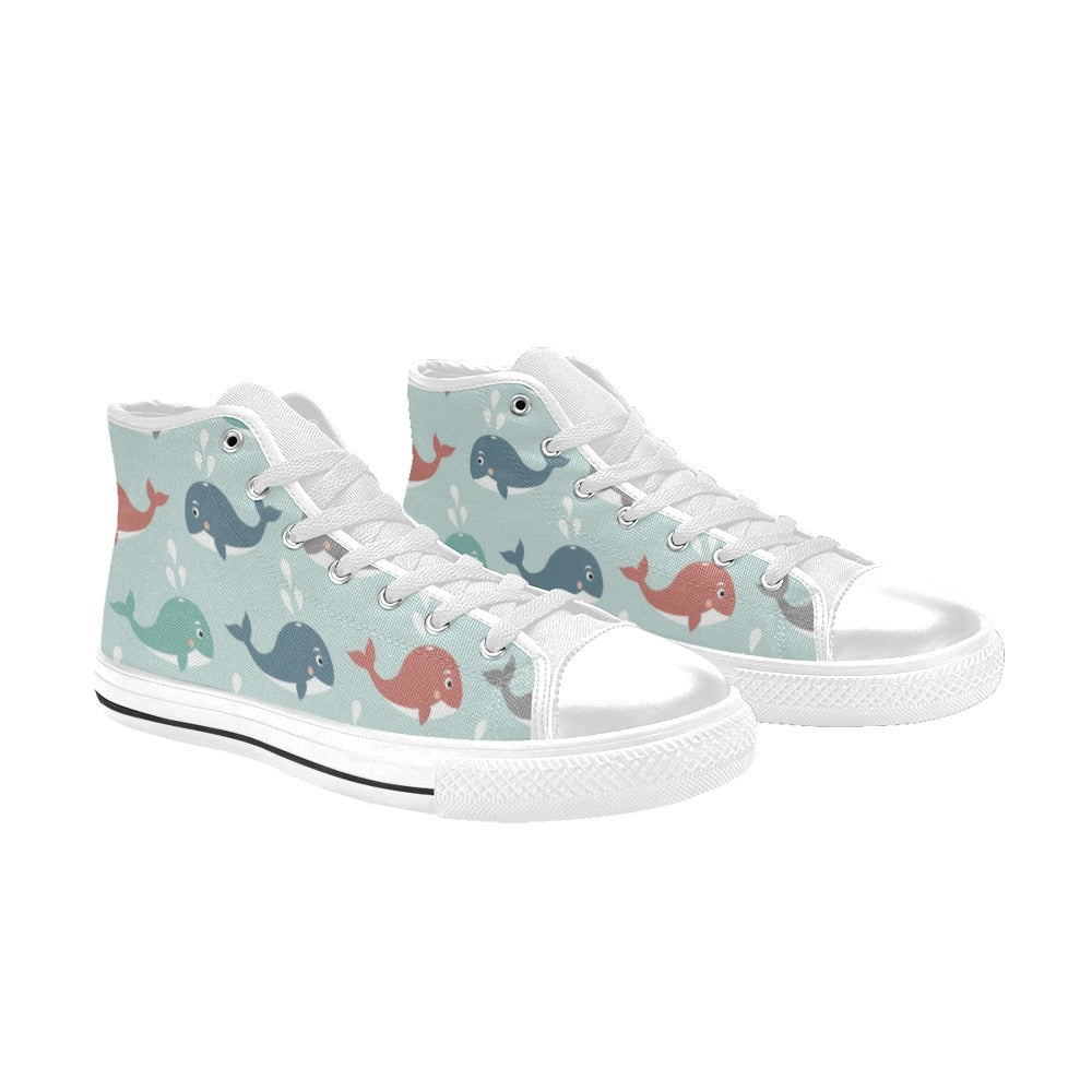 Cute Whales Kids High Top Canvas Shoes