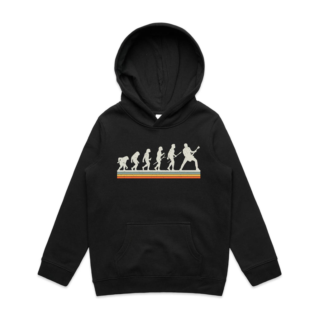 Guitar Player Evolution - Kids Hoodie Black Kids Hoodie Music Printed In Australia