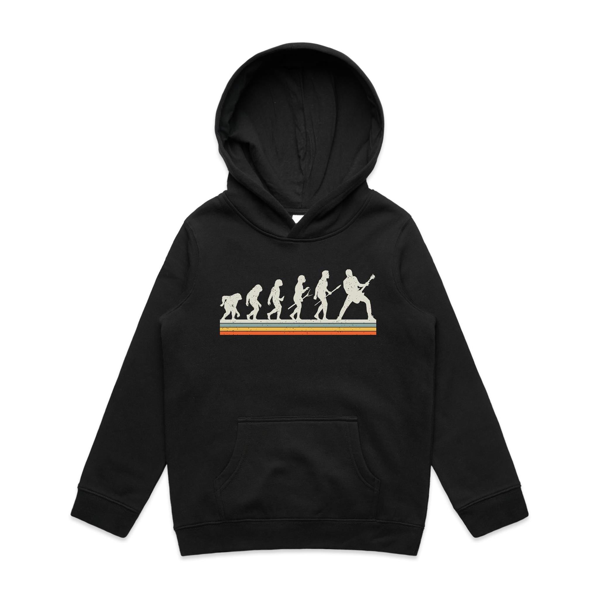 Guitar Player Evolution - Kids Hoodie Black Kids Hoodie Music Printed In Australia