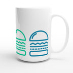 Burger, Burger, Burger - White 15oz Ceramic Mug 15oz Mug food Globally Fulfilled