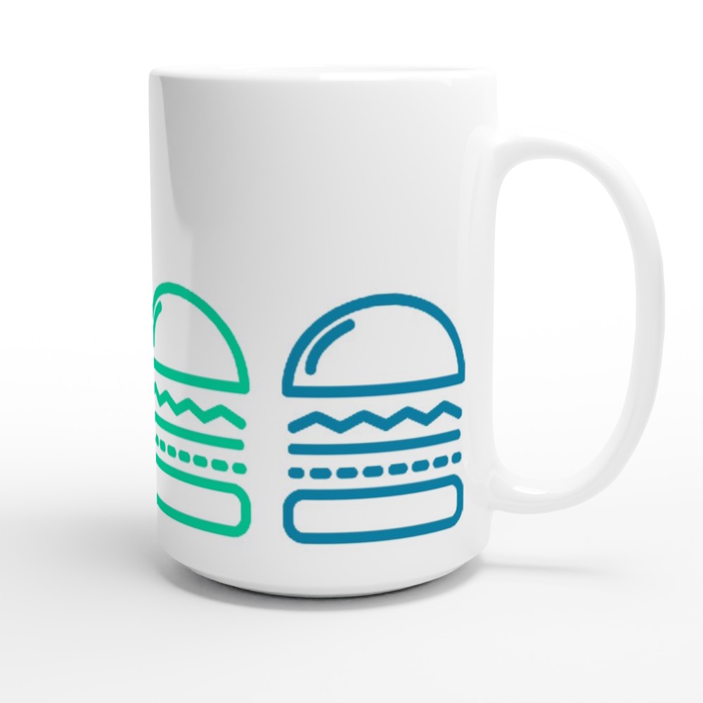 Burger, Burger, Burger - White 15oz Ceramic Mug 15oz Mug food Globally Fulfilled