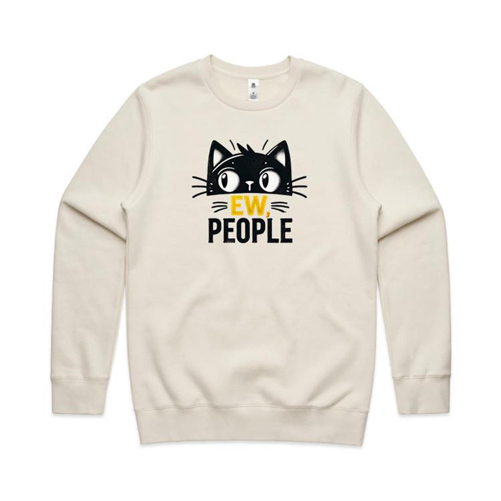 Ew People, Cat - AS Colour Stencil Crew Sweatshirt Ecru Sweatshirt animal Printed In Australia