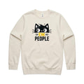Ew People, Cat AS Colour Stencil Crew Sweatshirt Unisex Ecru Sweatshirt animal Printed In Australia