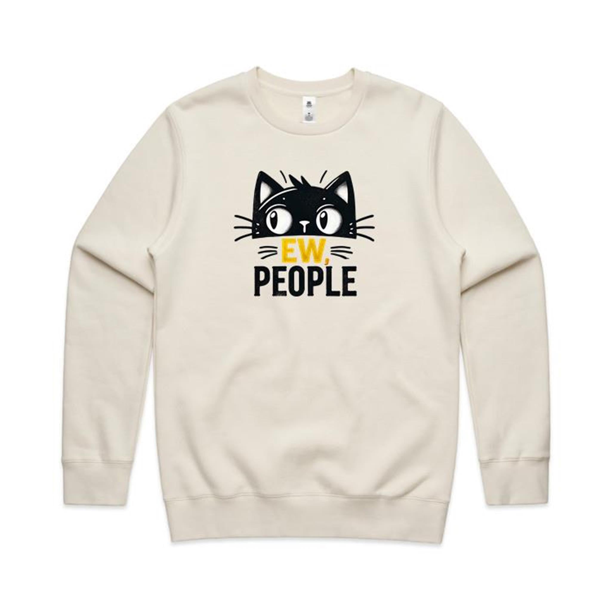 Ew People, Cat - AS Colour Stencil Crew Sweatshirt Ecru Sweatshirt animal Printed In Australia