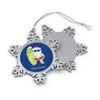 Personalised - Surf Santa - Christmas Pewter Snowflake Ornament