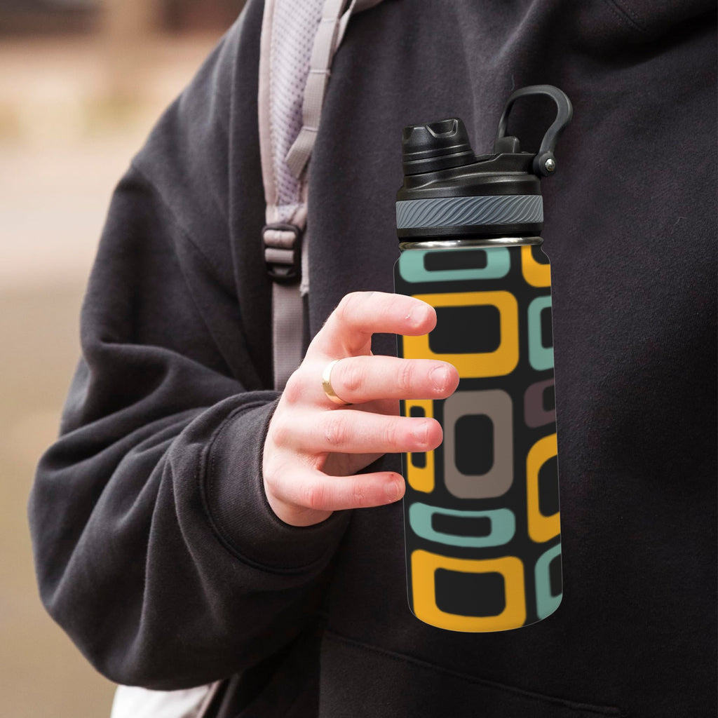 Retro Pattern - Insulated Water Bottle with Dual-Use Lid (18oz) Insulated Water Bottle with Dual-Use Lid (18oz) Printed Offshore Retro