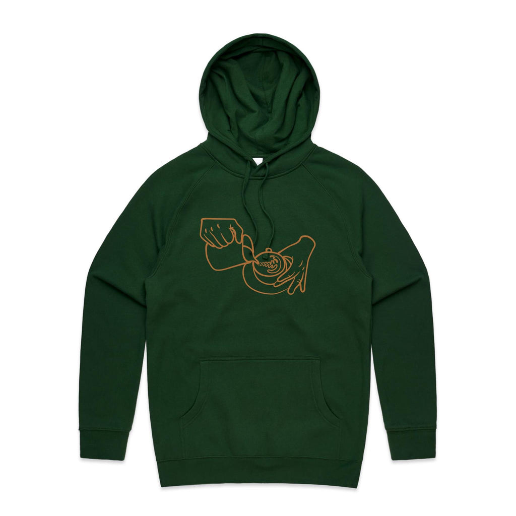 Barista - Mens Hoodie Forest Green Mens Hoodie Coffee Printed In Australia