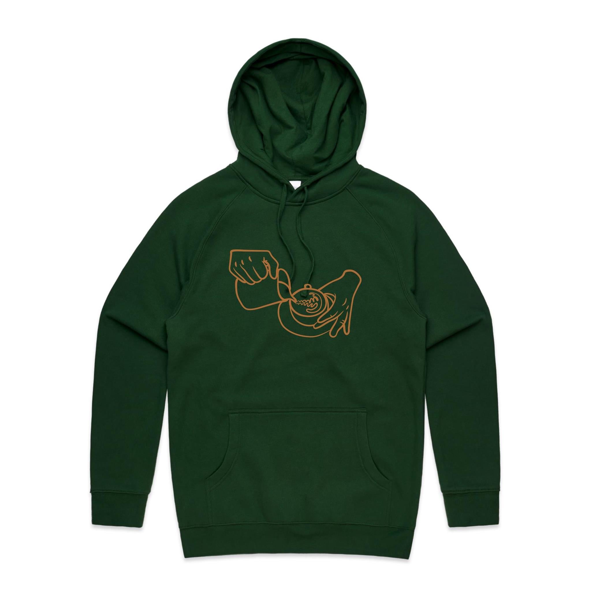 Barista - Mens Hoodie Forest Green Mens Hoodie Coffee Printed In Australia