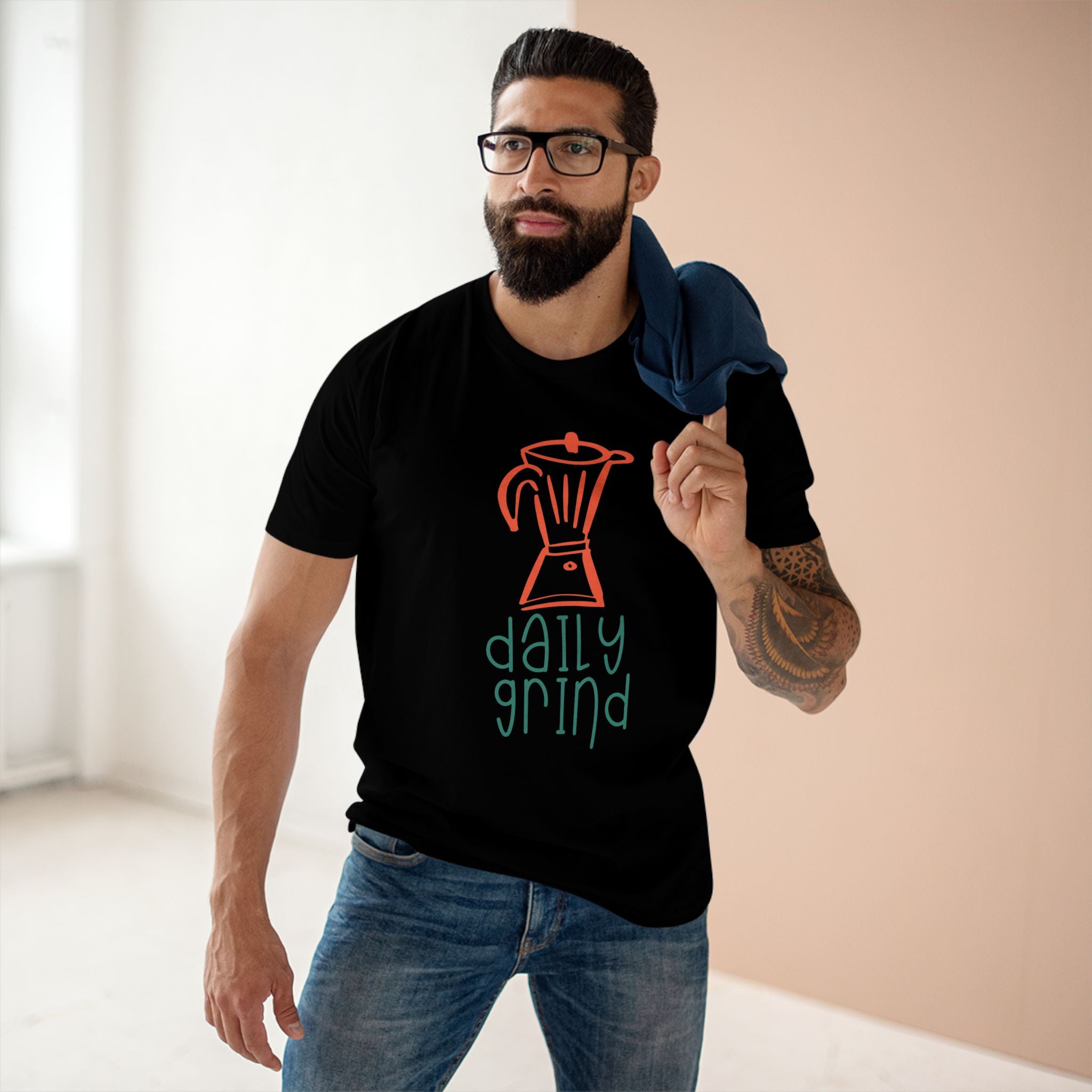 Daily Grind - Men's Staple Tee Black Mens Premium T-Shirt Coffee Printed in AU and US
