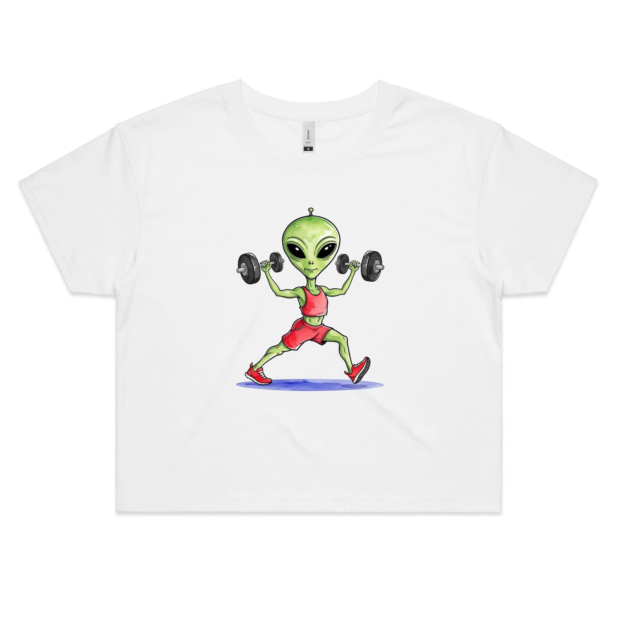 Alien Dumbbells Women's AS Colour Crop Tee