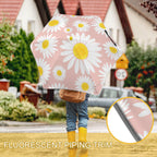 Daisies On Pink Kids Safe Round Corner Umbrella Kids Safe Round Corner Umbrella Plants Printed Offshore