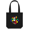Game Cube Canvas Tote Bag Black One Size Tote Bag Printed In Australia