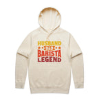 Husband, Dad Barista, Legend Men's AS Colour Hoodie Ecru Mens Hoodie Coffee Dad Printed In Australia