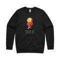 Music On, Worries Off AS Colour Stencil Crew Sweatshirt Unisex Black Sweatshirt Music Printed In Australia
