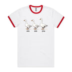 Duck Duck Goose - Staple Ringer Tee White Red Ringer T-Shirt animal Games Printed In Australia