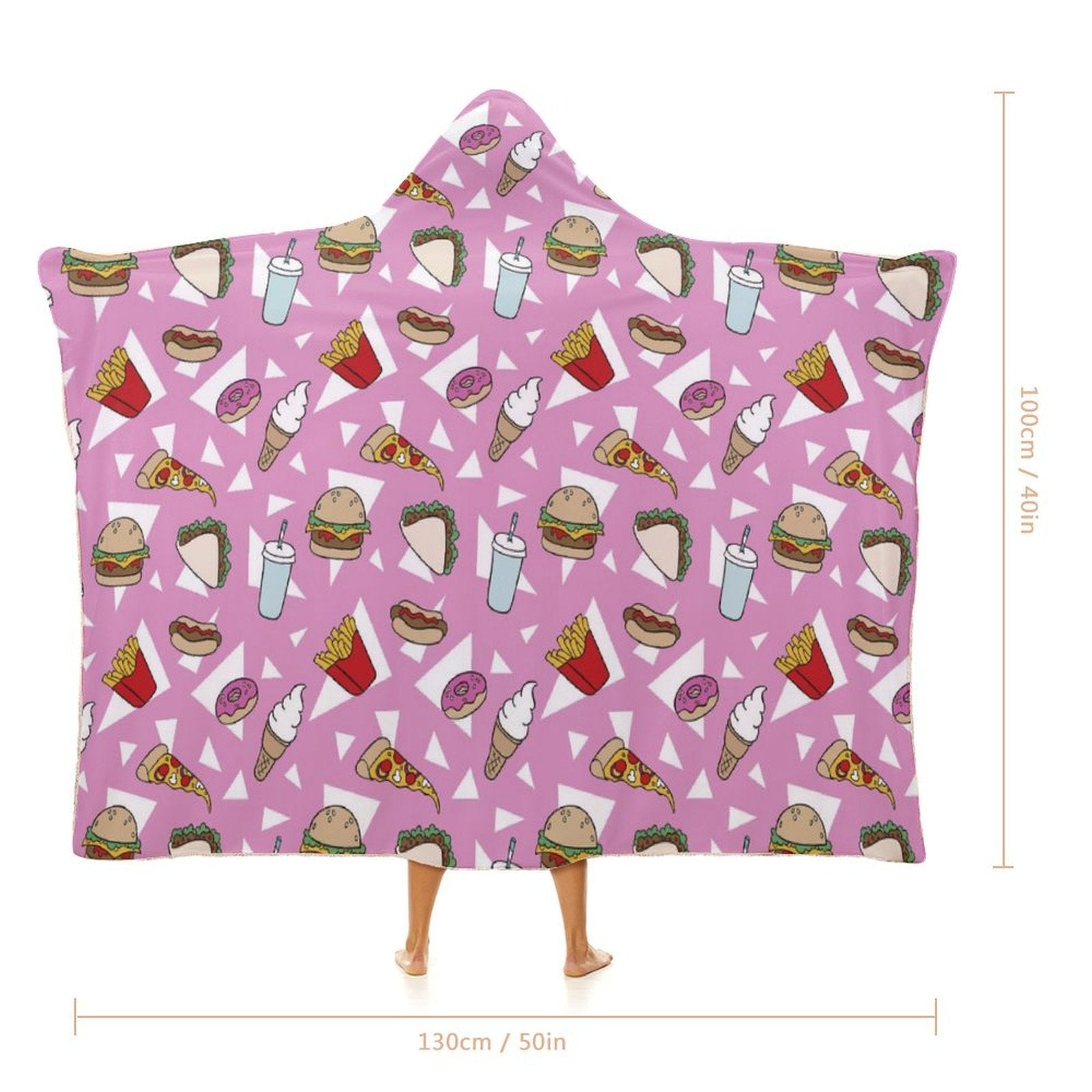 Fast Food Kids Hooded Blanket 100cm x 130cm Kids Hooded Blanket Food Printed Offshore
