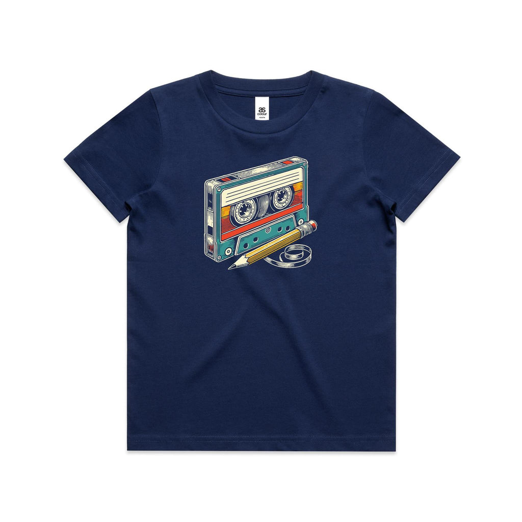 Cassette Tape And Pencil - Kids Youth Staple Tee