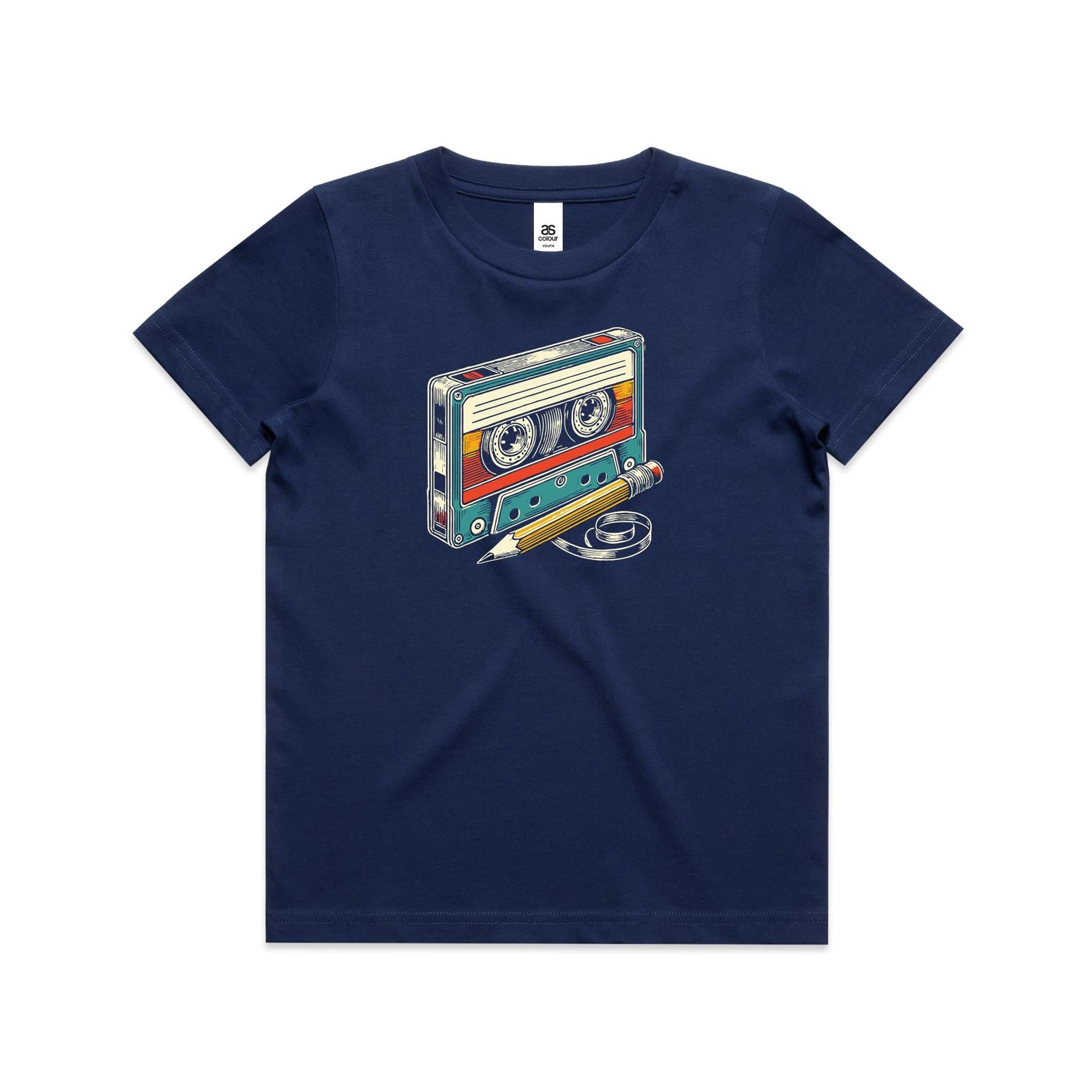 Cassette Tape And Pencil - Kids Youth Staple Tee