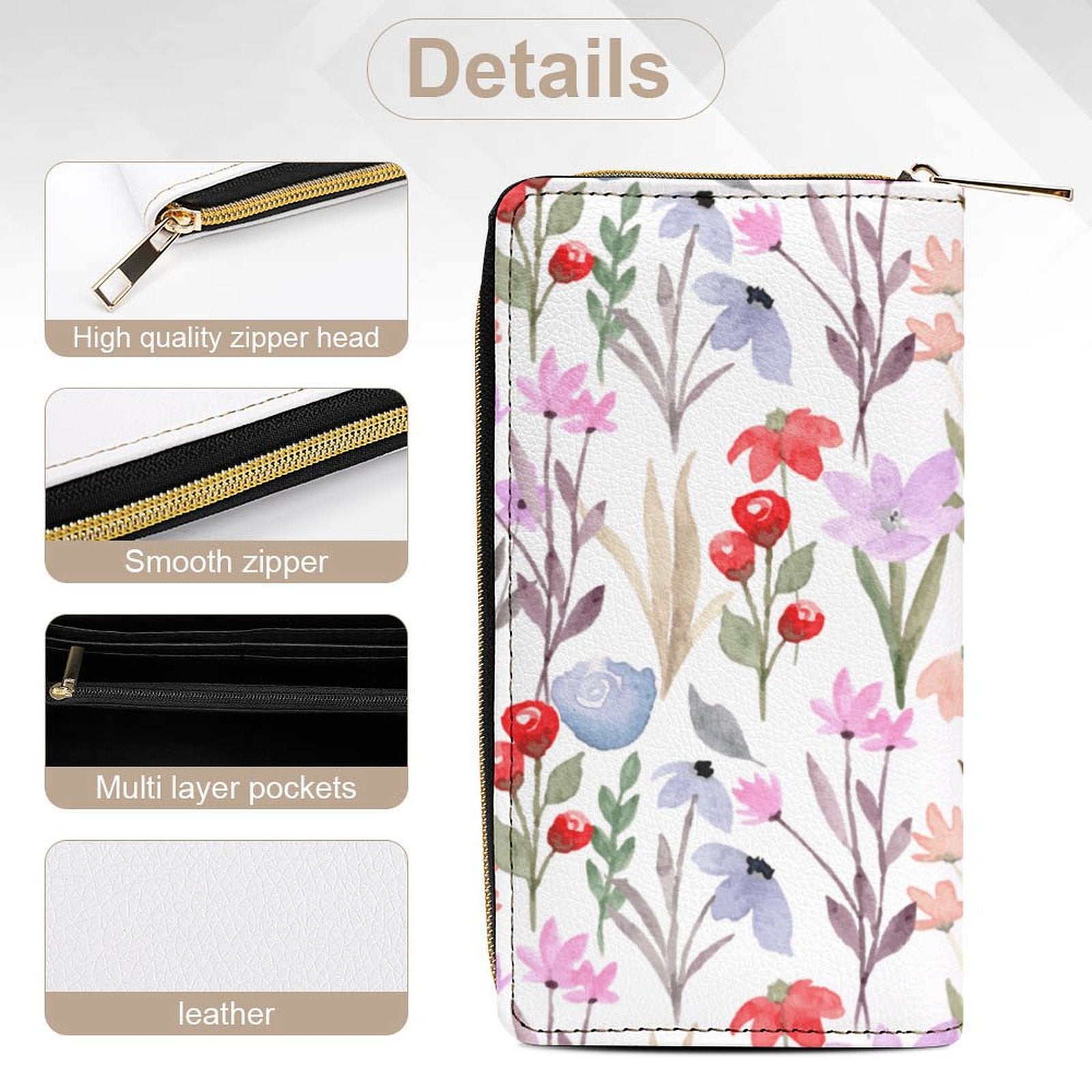 Watercolour Floral -  PU Leather Wallet
