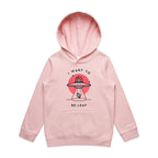 UFO, I Want To Be-Leaf - Kids Hoodie Pink Kids Hoodie Printed In Australia