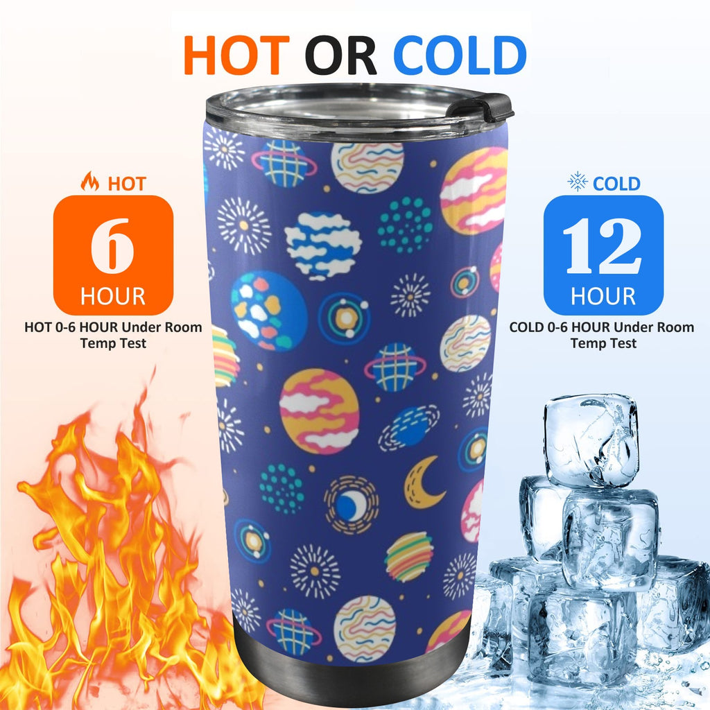 Planets On Blue 20oz Mobile Tumbler with Lid (Black Lock) 20oz Travel Mug Printed Offshore Space
