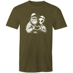 Alien Bigfoot Heart Hands - Mens T-Shirt Army Green Mens T-shirt Love Printed In Australia Sci Fi
