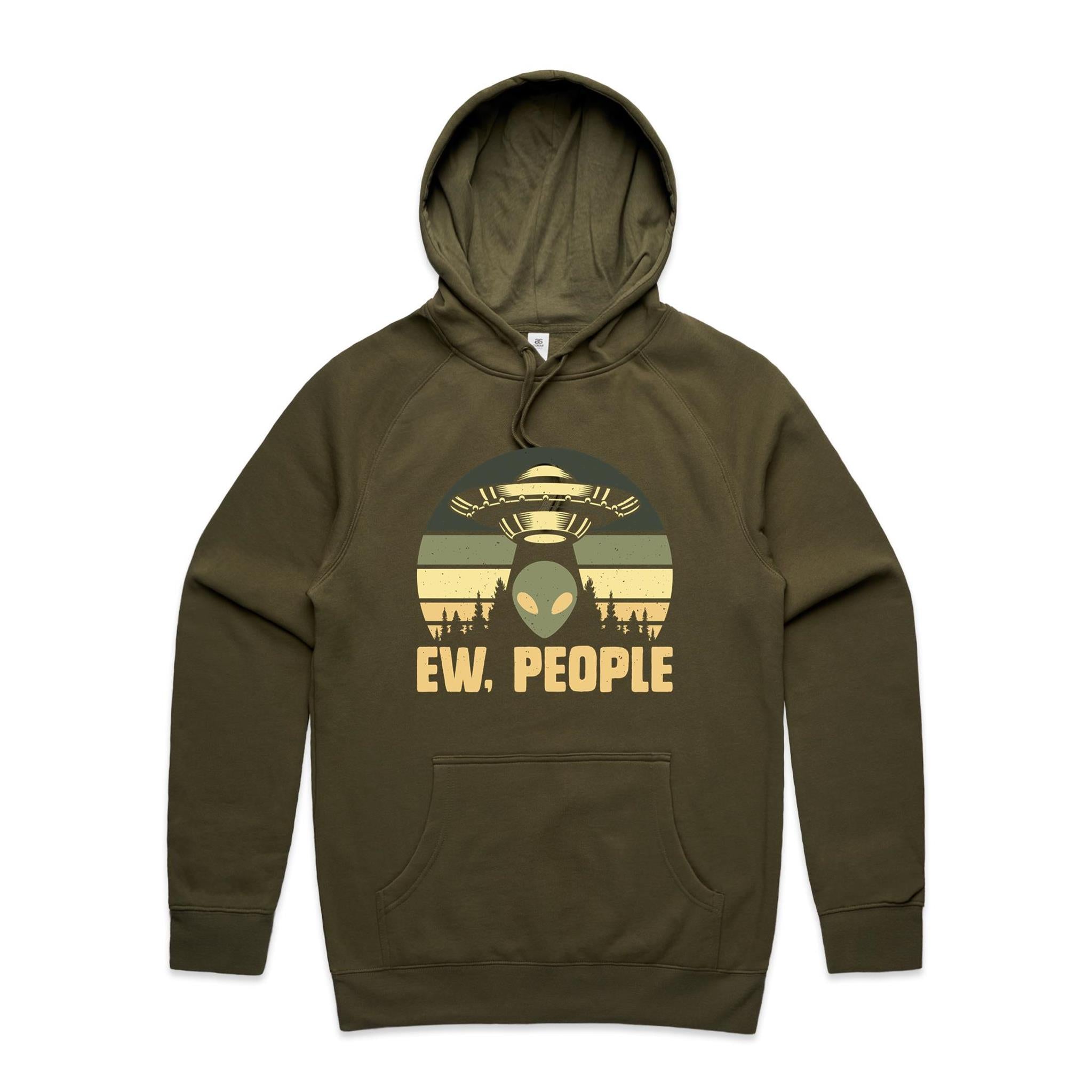 Alien, Ew People - Mens Hoodie Army Mens Hoodie Printed In Australia Sci Fi