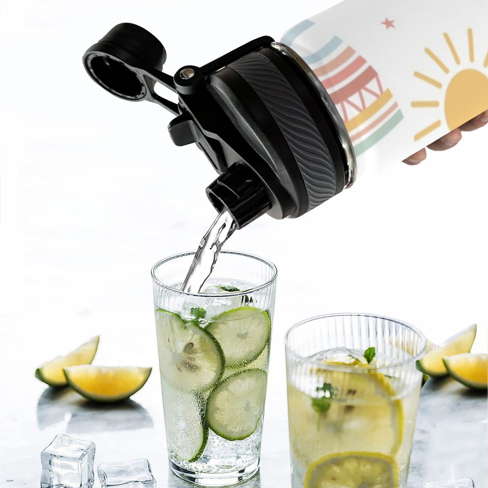 Pastel Rainbows - Insulated Water Bottle with Dual-Use Lid (18oz) Insulated Water Bottle with Dual-Use Lid (18oz) Printed Offshore