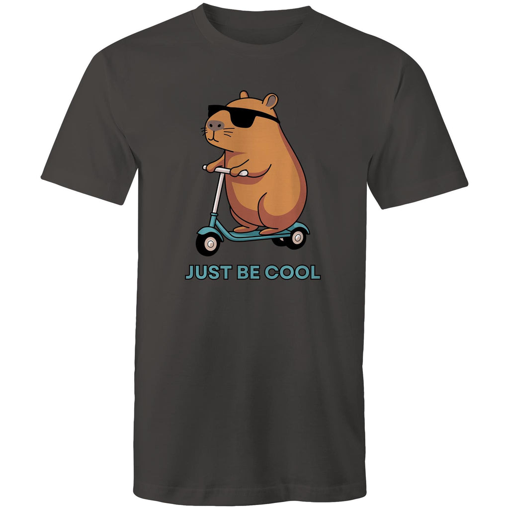 Just Be Cool, Capybara - Mens T-Shirt Charcoal Mens T-shirt animal Printed In Australia