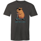 Just Be Cool, Capybara - Mens T-Shirt Charcoal Mens T-shirt animal Printed In Australia