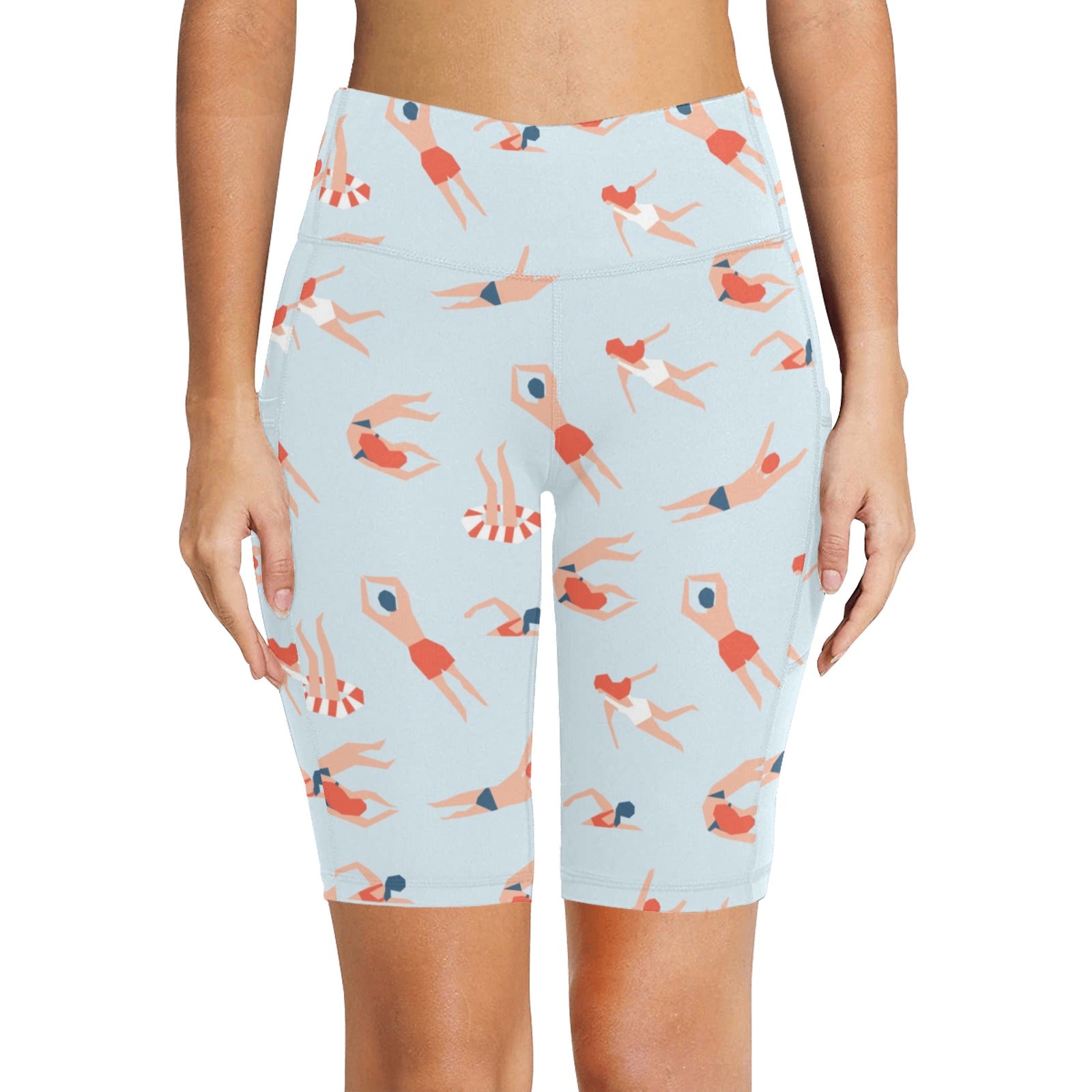Summer Swim Women's Bike Shorts With Side Pockets Women's Bike Shorts Printed Offshore Summer