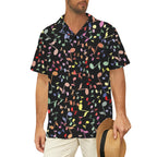 Quavers, Music Notes Men's Short Sleeve Hawaiian Shirt Men's Hawaiian Shirt (New) Music Printed Offshore