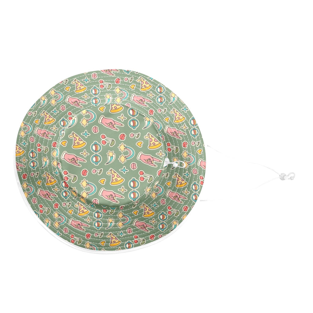 Groovy Retro Wide Brim Bucket Hat Wide Brim Bucket Hat Printed Offshore Retro