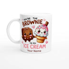 Personalised - You're The Brownie To My Ice Cream, Valentine - White 11oz Ceramic Mug with Colour Inside Ceramic White Personalised 11oz Mug