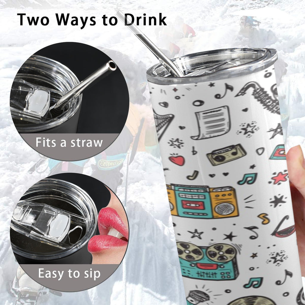 Musical Celebration 20oz Tall Skinny Tumbler with Lid and Straw