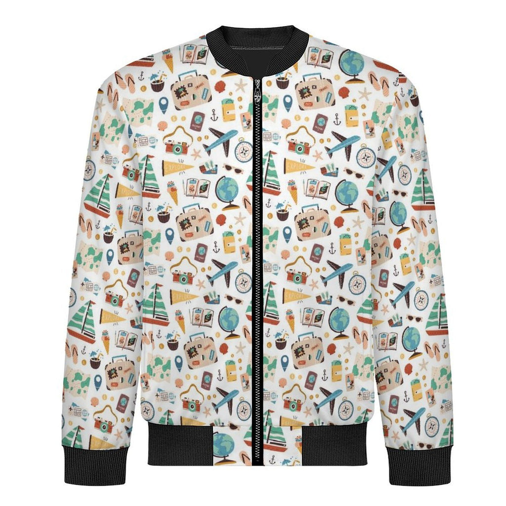 Travel And Explore Men's Casual Zip‑Up Bomber Jacket
