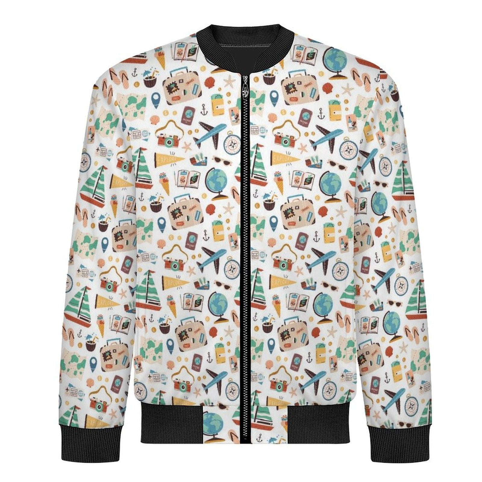 Travel And Explore Men's Casual Zip‑Up Bomber Jacket