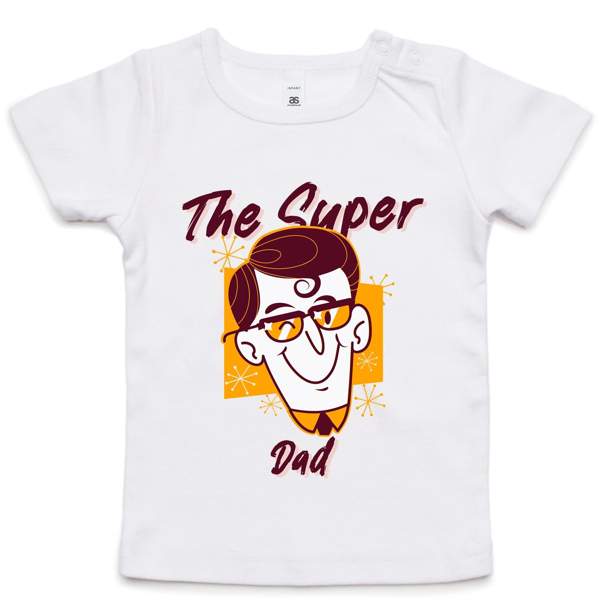 Super Dad - Baby T-shirt White Baby T-shirt Dad Printed In Australia