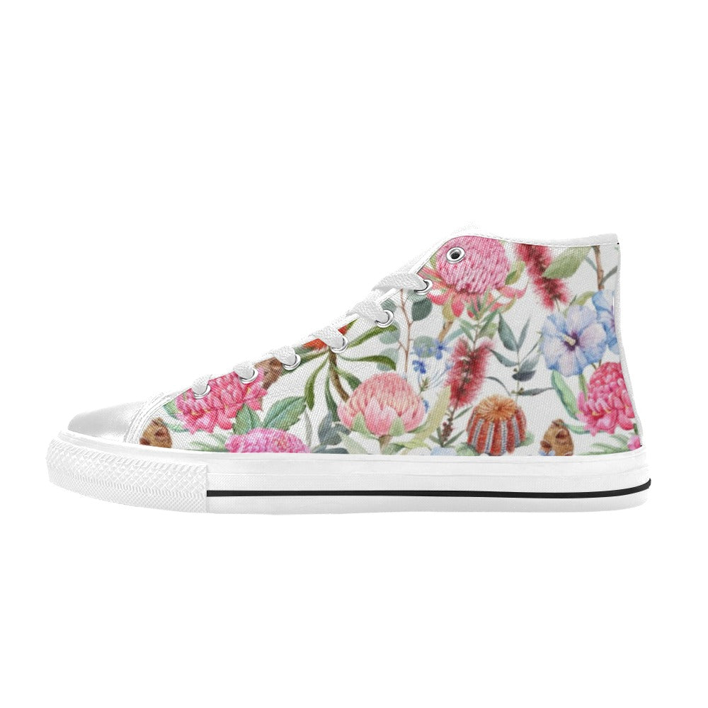 Australian Flowers - Women's High Top Canvas Shoes US12 Womens Classic High Top Shoes Plants Printed Offshore