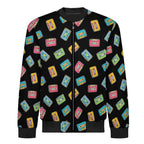 Colourful Cassette Tapes Men's Casual Zip‑Up Bomber Jacket