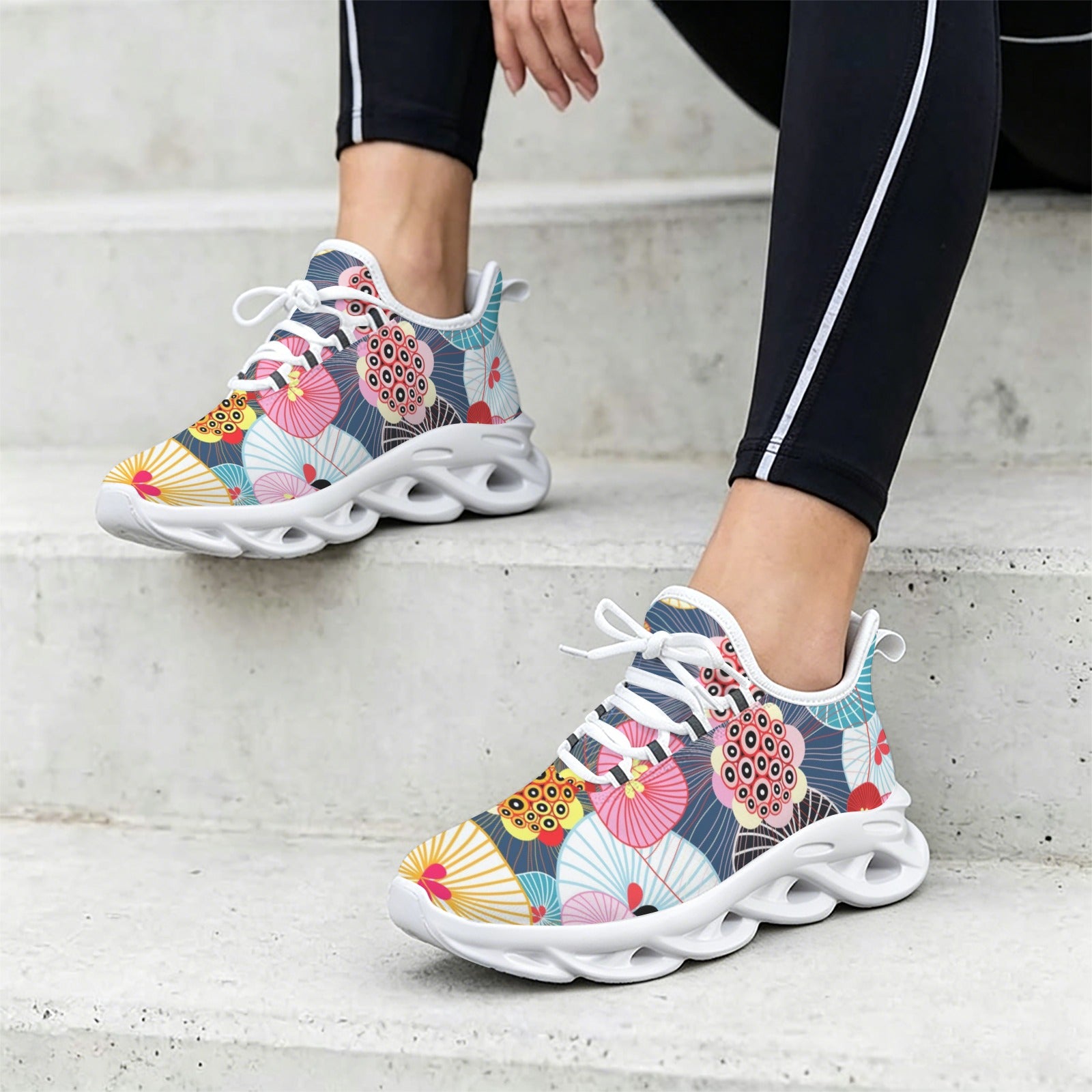 Abstract Floral Women's Twisted Sole Sneakers